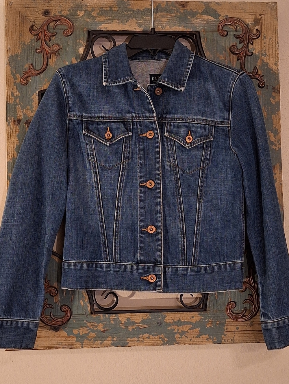GAP Hand Painted Blue Jean Jacket W/ Yellow Hand-Painted Sunflowers Size XS - Picture 9 of 11